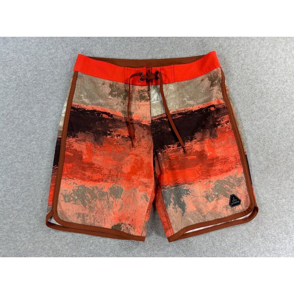 Prana Southwestern Swim Surf Board Shorts (Men's 32) Orange - 8"‎